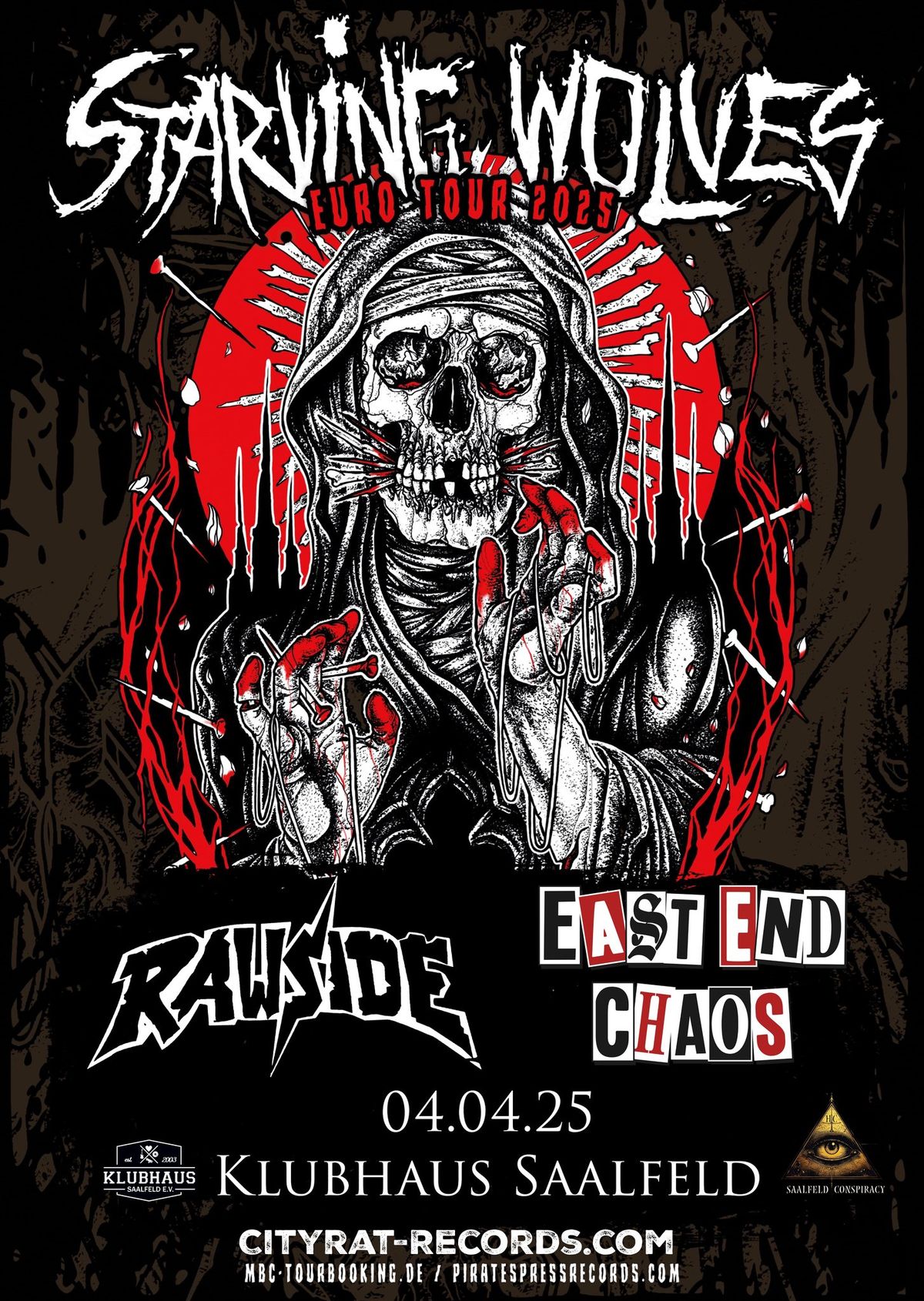 Rawside + Starving Wolves + East End Chaos