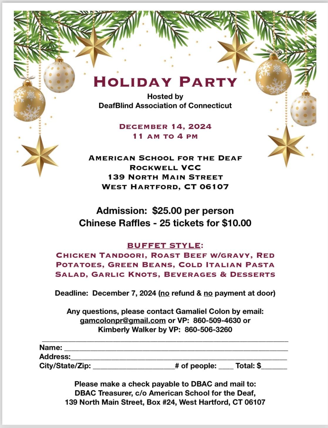 Holiday Party Hosted by DeafBlind Association of Connecticut 