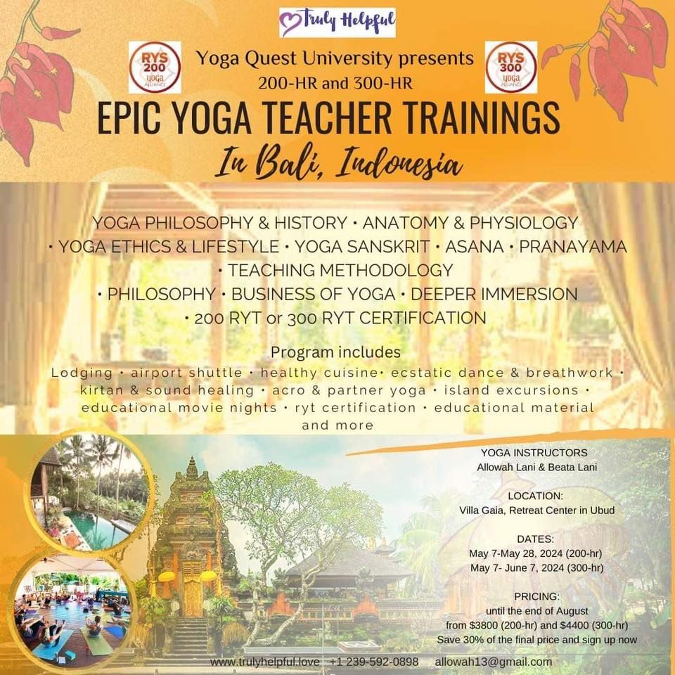 Epic Bali Yoga Teacher Training, 2024