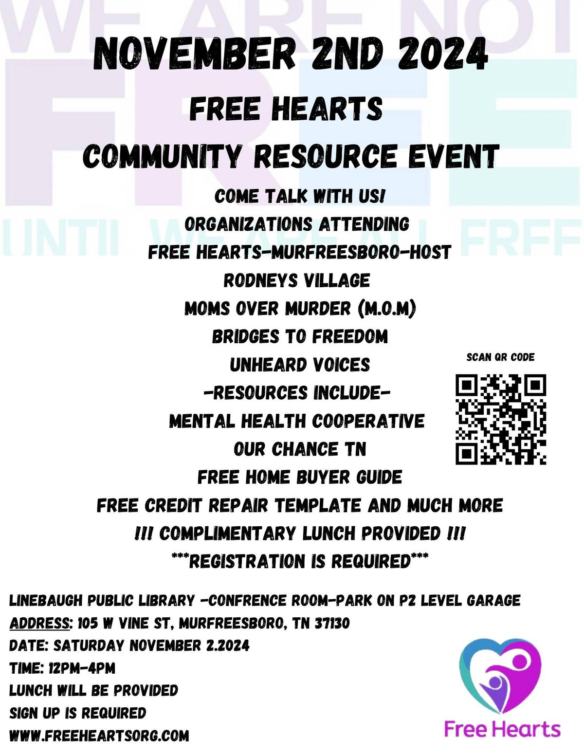 Community Resource Event hosted by Free Hearts 