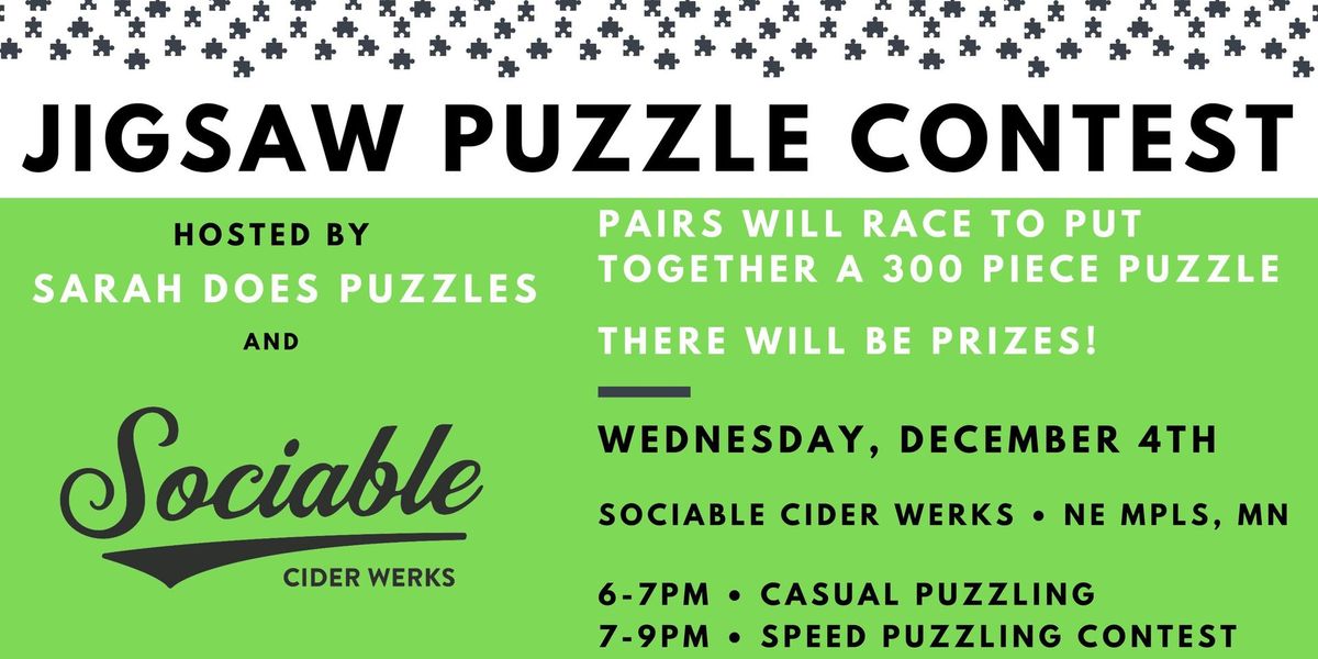 Pairs Jigsaw Puzzle Contest at Sociable Cider Werks with Sarah Does Puzzles