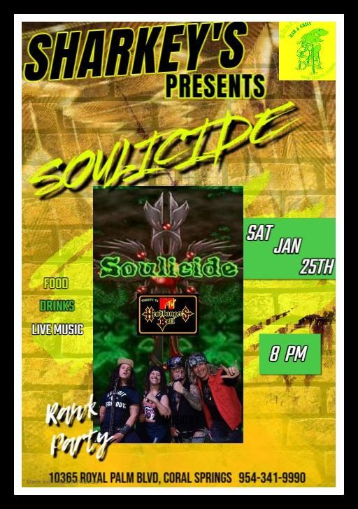 Jan 25th: SOULICIDE returns to Sharkey's 