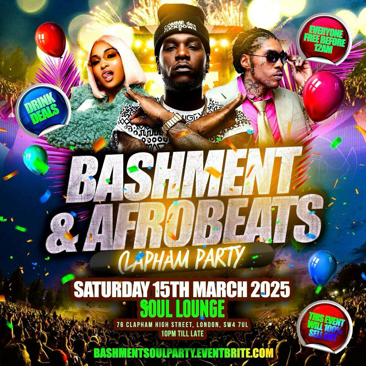 Bashment &amp; Afrobeats Clapham Party - Everyone Free Before 12