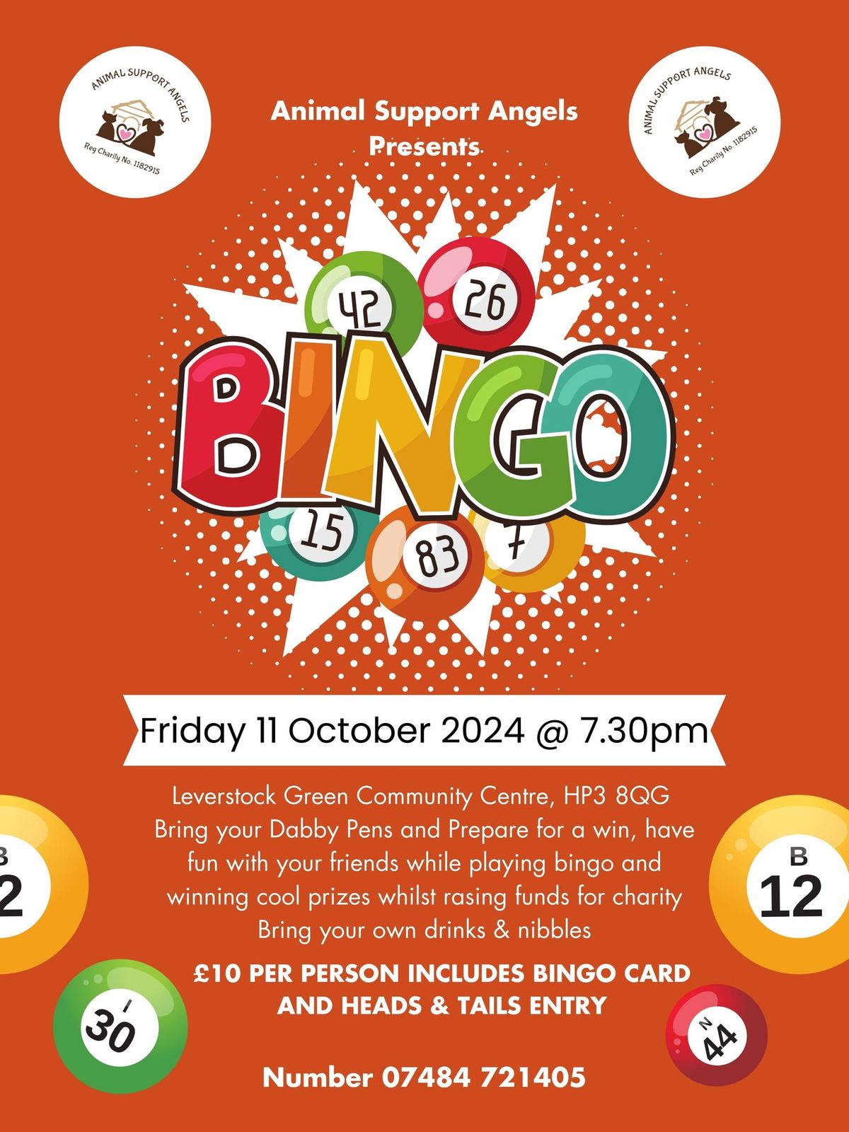 Bingo 11 October 7.30 start