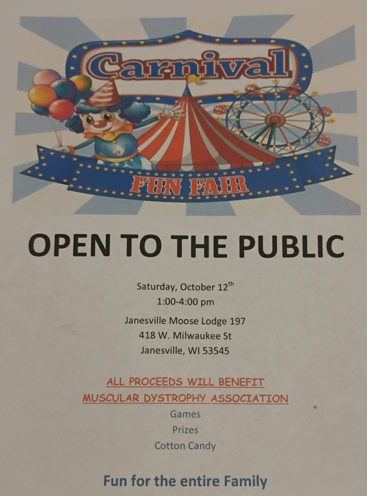 (OPEN TO THE PUBLIC) CARNIVAL FUN FAIR