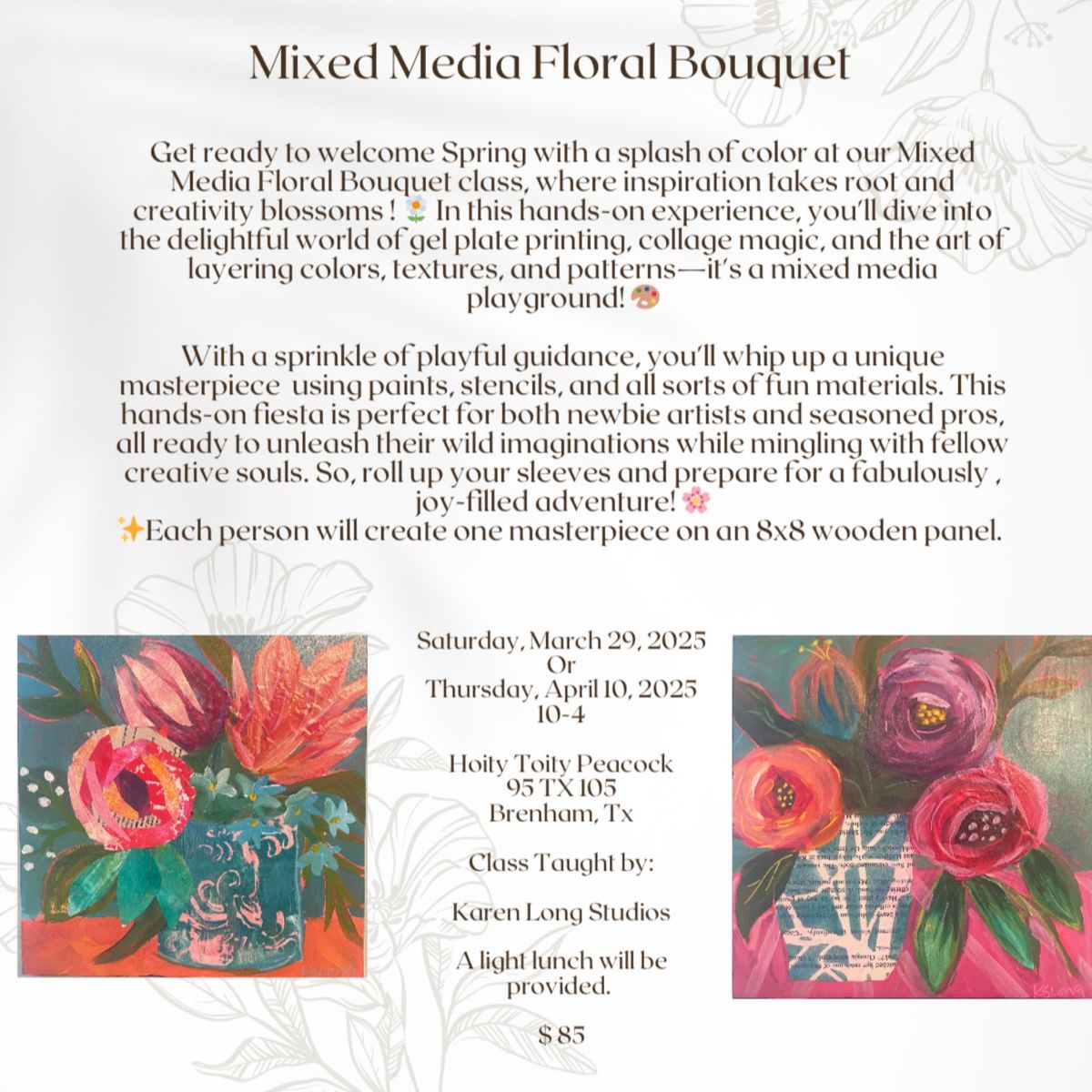 Art Class | Mixed Media Floral Bouquet | All Skill Levels