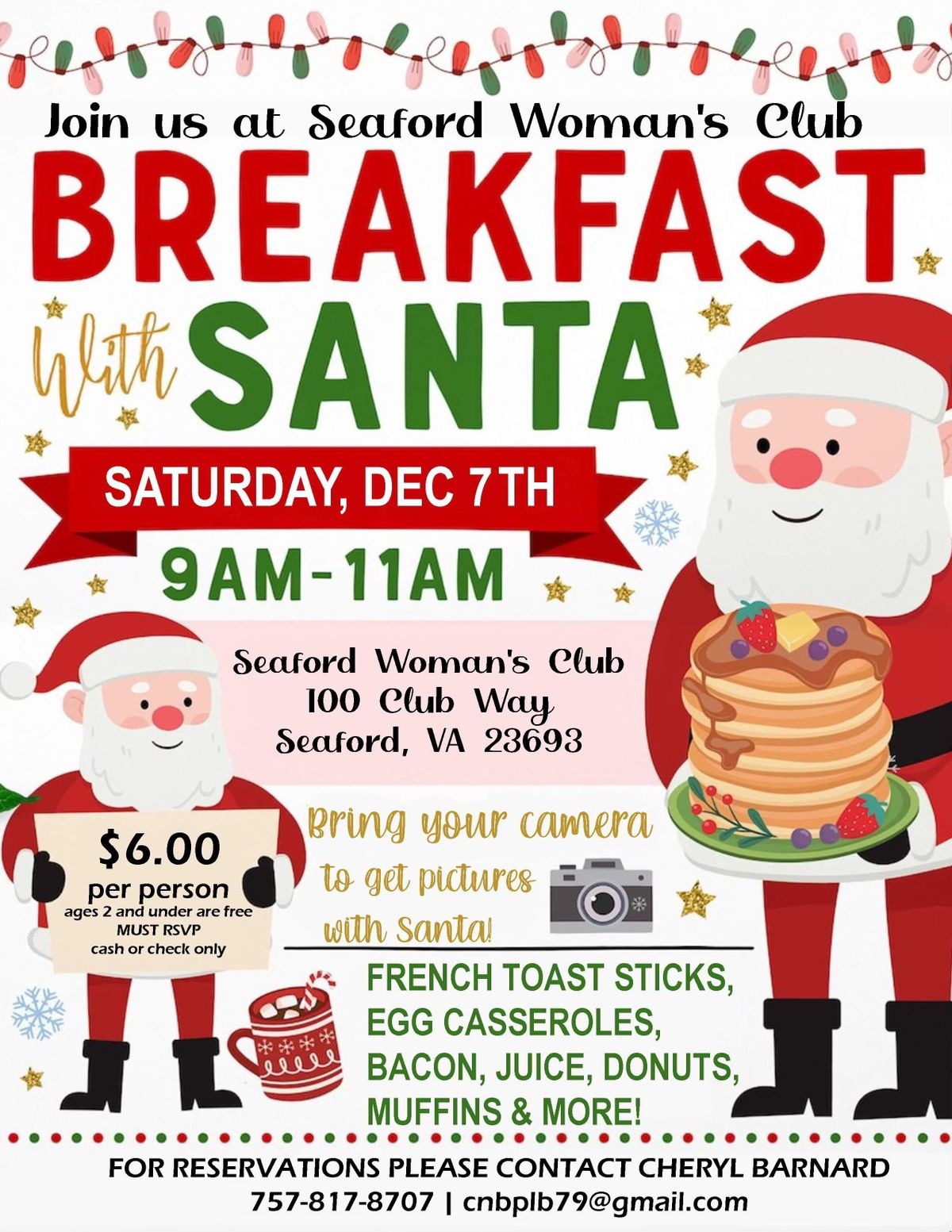  Breakfast with Santa at the Seaford Woman\u2019s Club