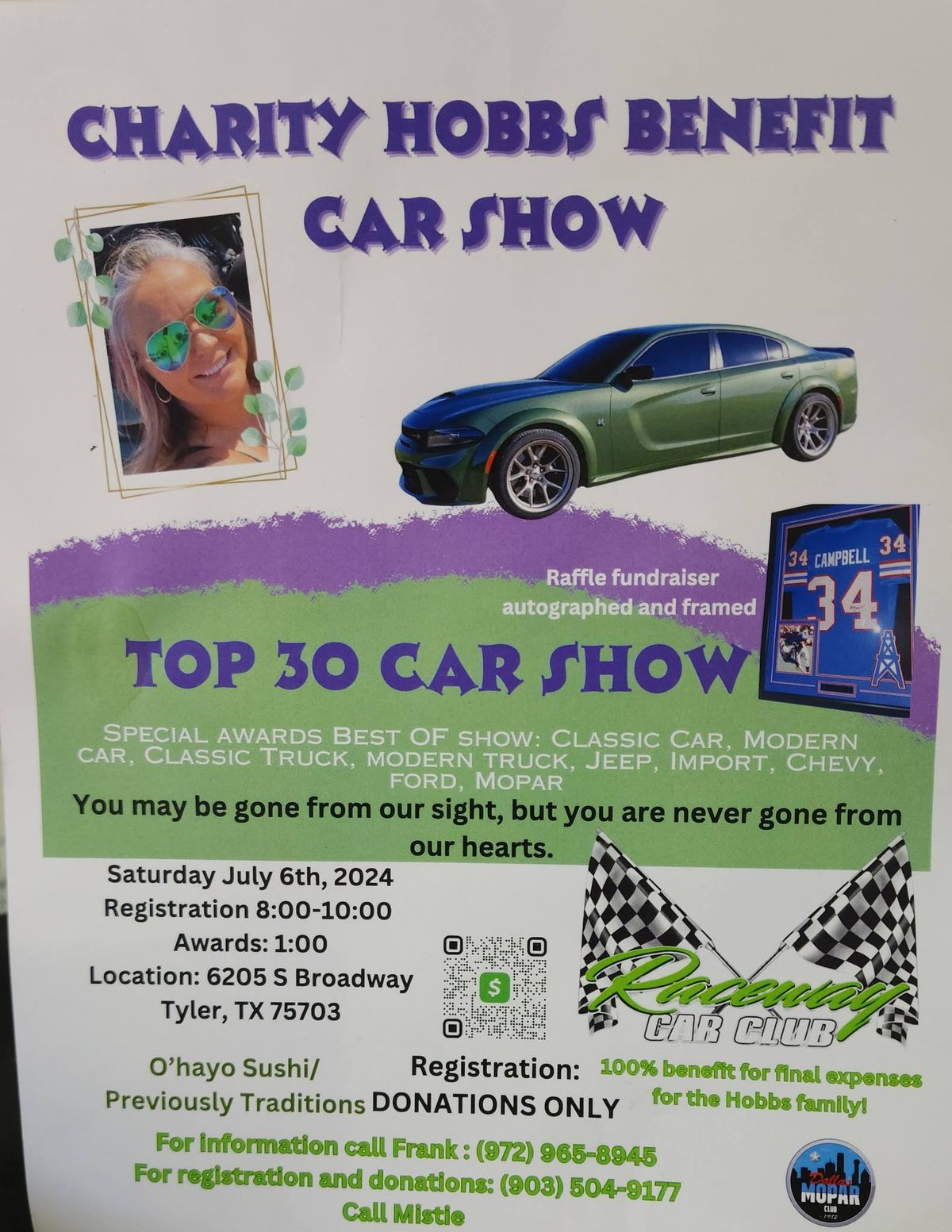 Benefit Car Show for Chris and Charity Hobbs