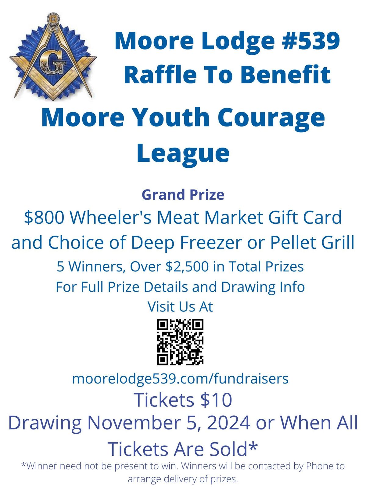 Moore Lodge #539 Raffle To Benefit Moore Youth Courage League