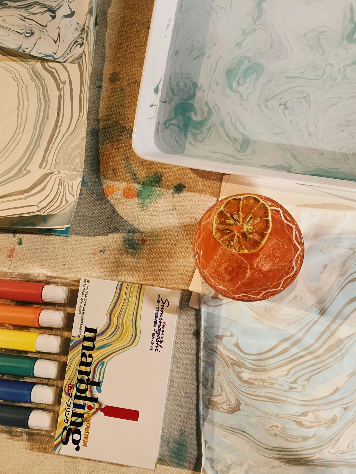 Suminagashi: Meditative Marbling on Silk & Paper at Wolf Point Distilling