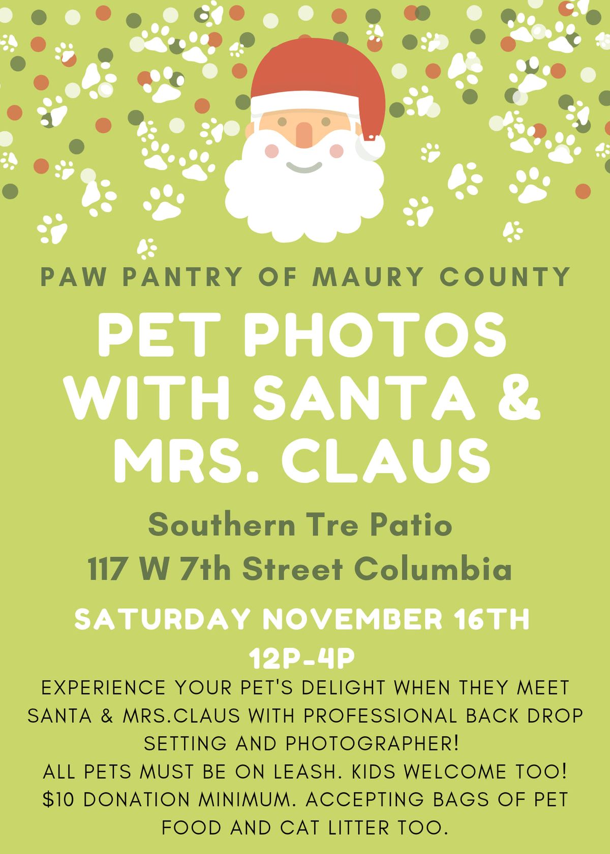 Pet Photos with Santa & Mrs. Claus