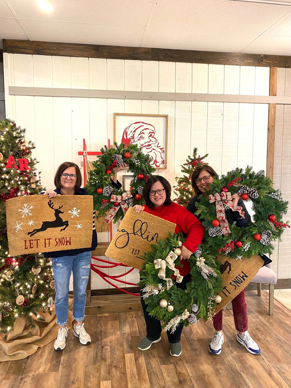 HOLIDAY WREATH + DOOR MAT