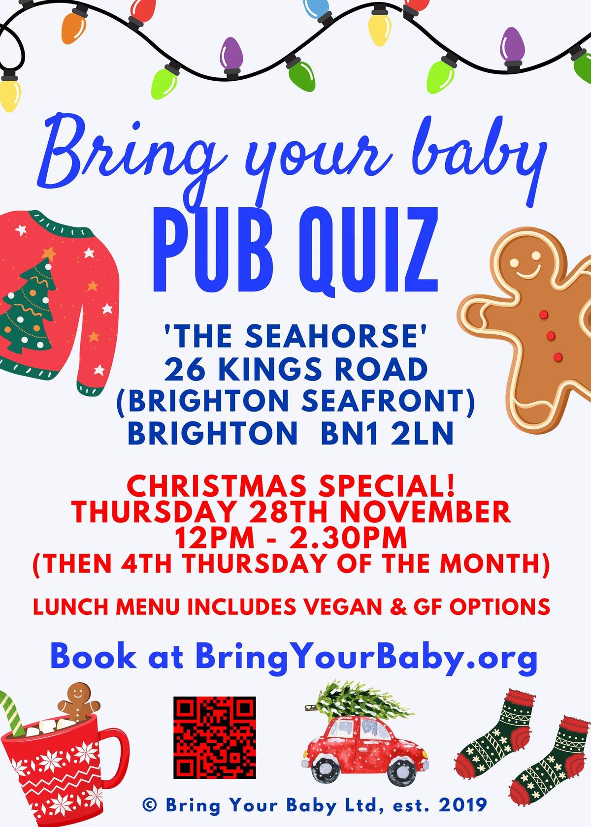 BRING YOUR BABY PUB QUIZ @ The Seahorse, BRIGHTON & HOVE (BN1) CHRISTMAS SPECIAL! Worthing, Lewes