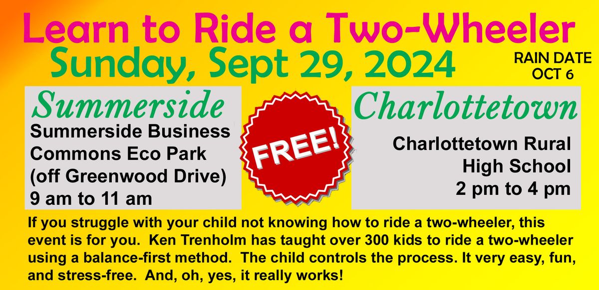 Learn to Ride a Two-Wheeler (Charlottetown)