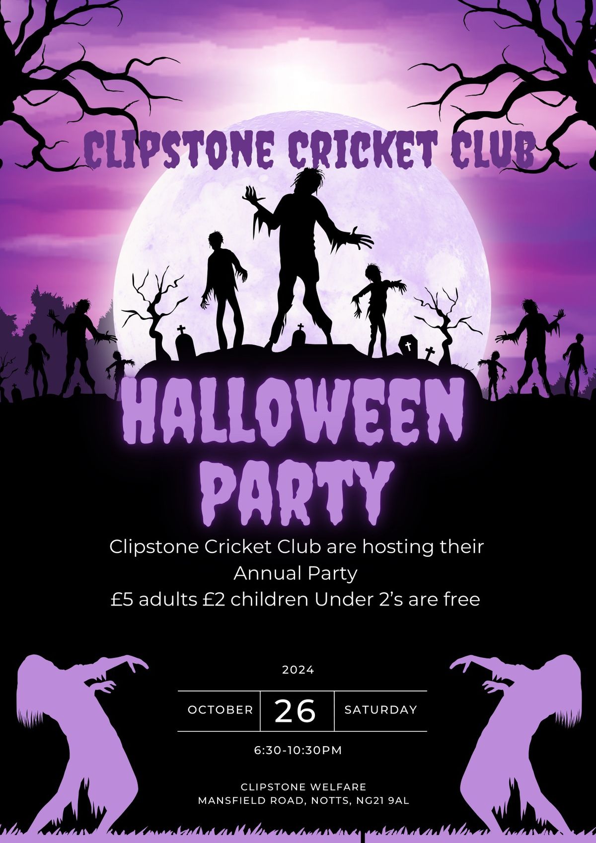 Halloween Party hosted by Clipstone Cricket Club 