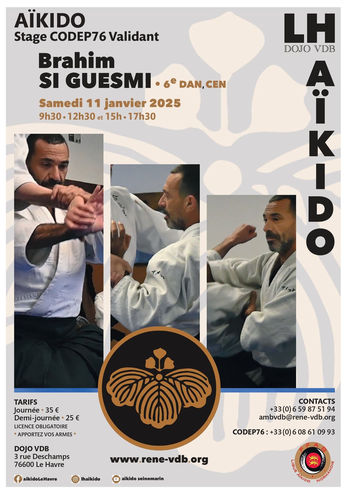 Stage Brahim Si Guesmi 6\u00e8me Dan CEN, Dojo VDB Samedi 11 janvier 2025