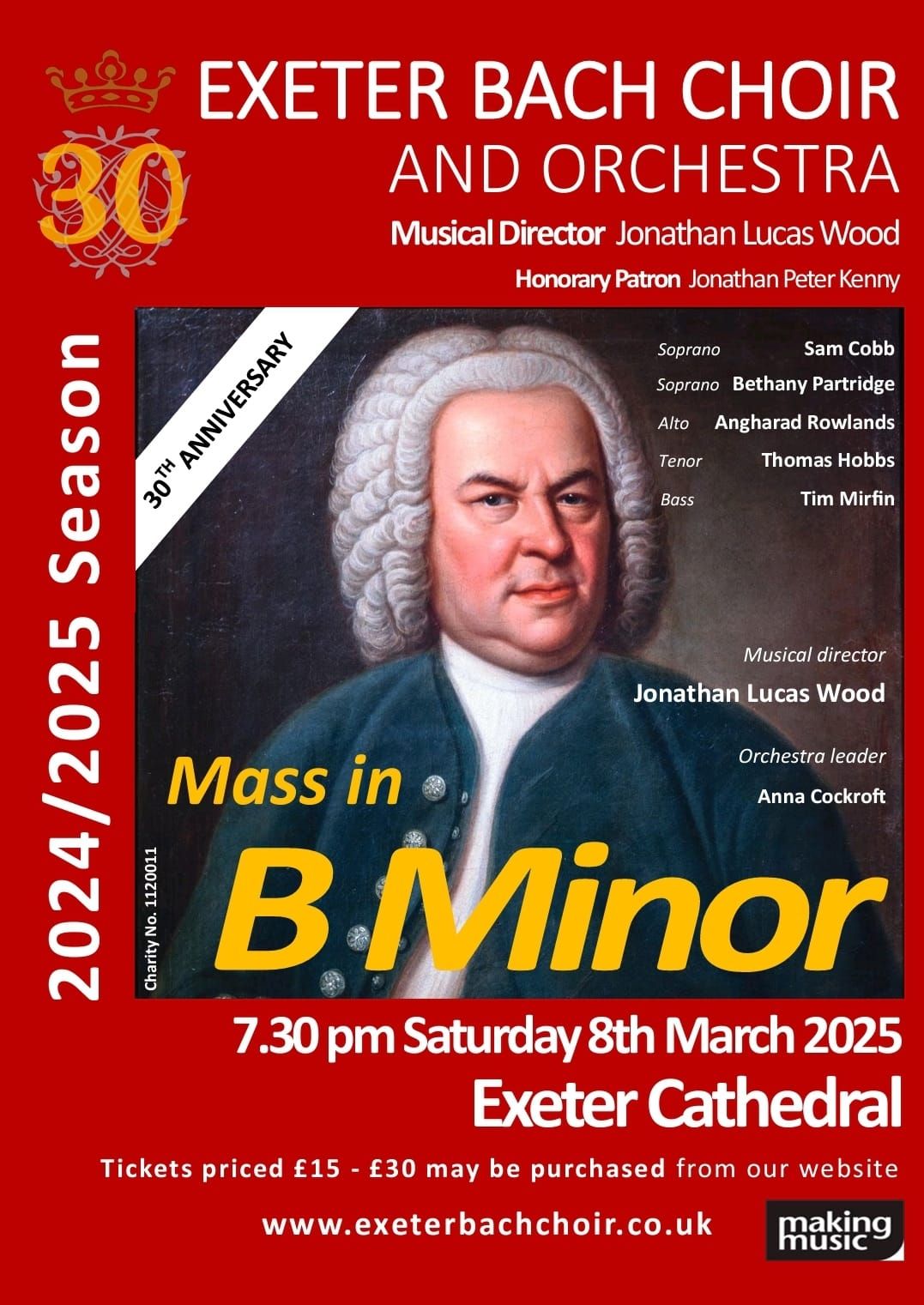 Exeter Bach Choir 30th anniversary concert - Mass in B Minor 