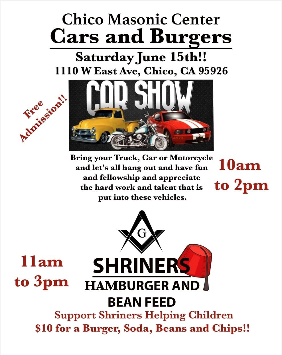 Chico Shrine Club Hamburger and Bean Feed \/ Car Show