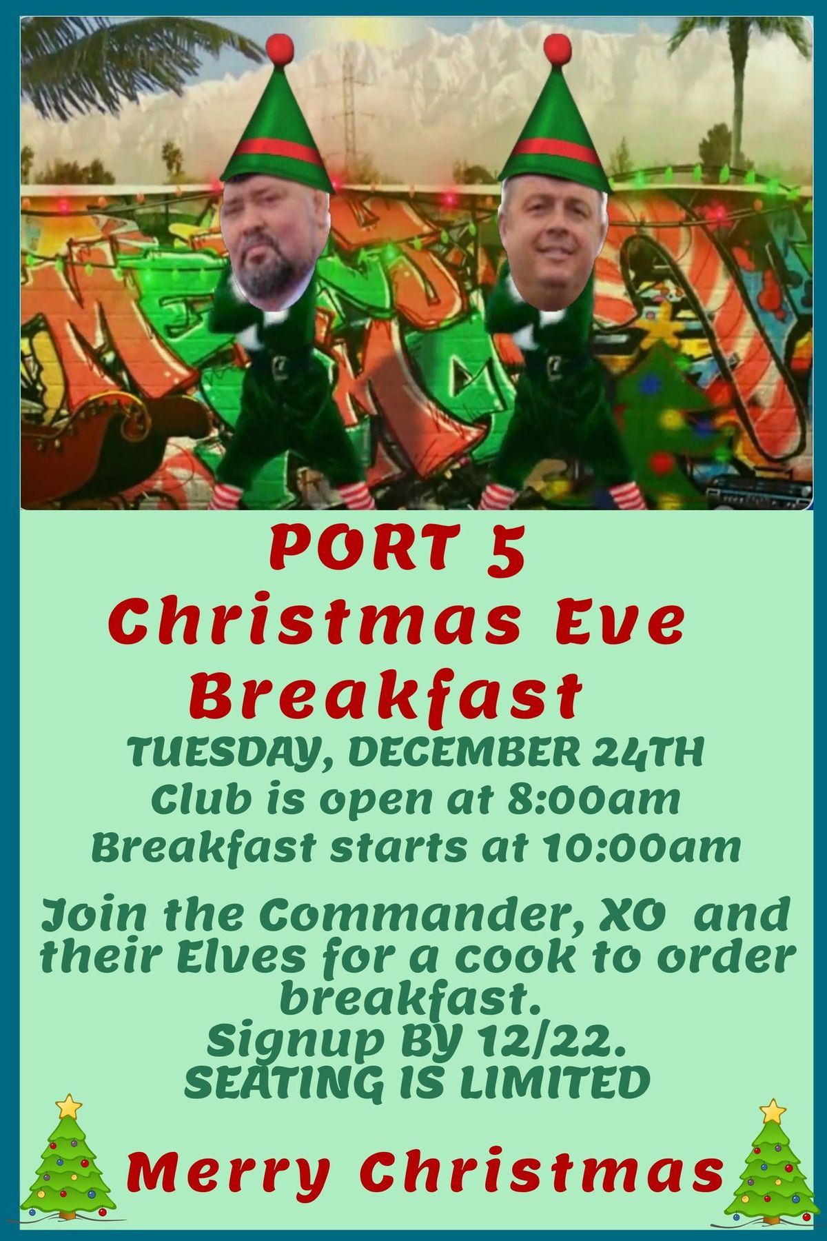 \ud83c\udf85\ud83c\udffb\ud83c\udf84Port 5 Christmas Eve Breakfast! \ud83c\udf84\ud83c\udf85\ud83c\udffb