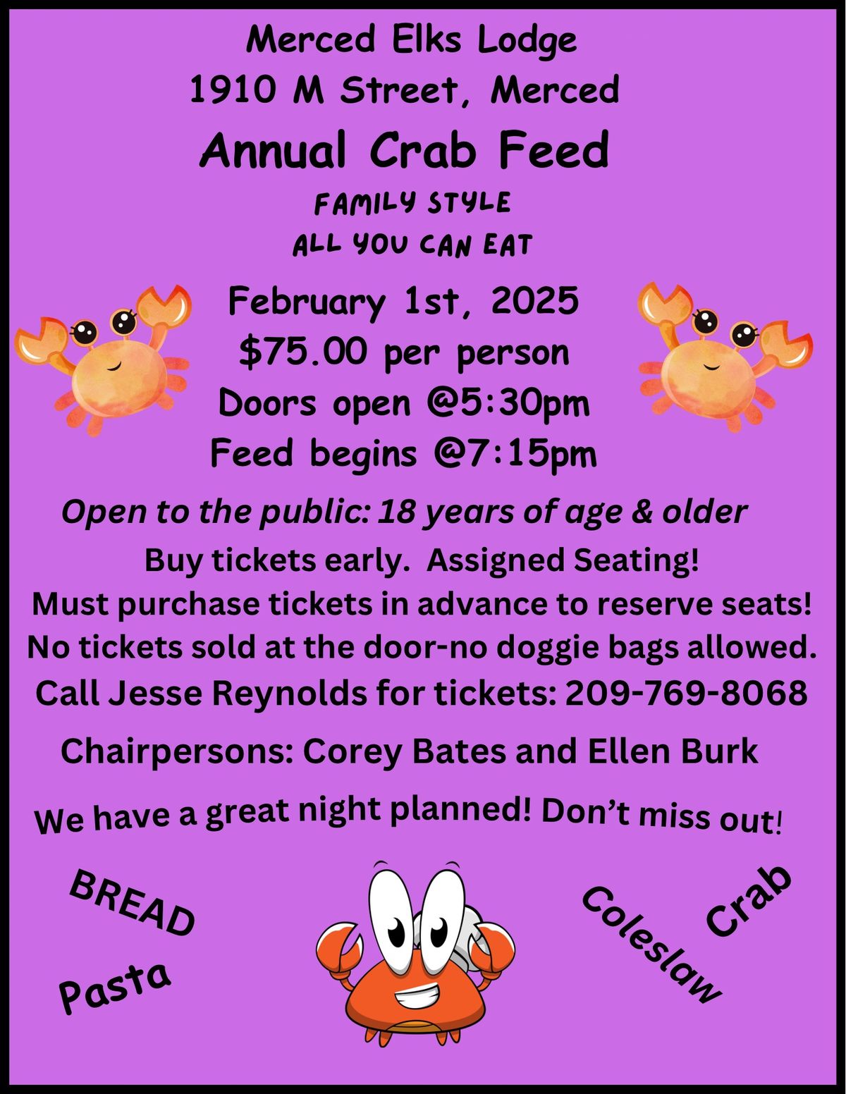 Merced Elks Annual Crab Feed 