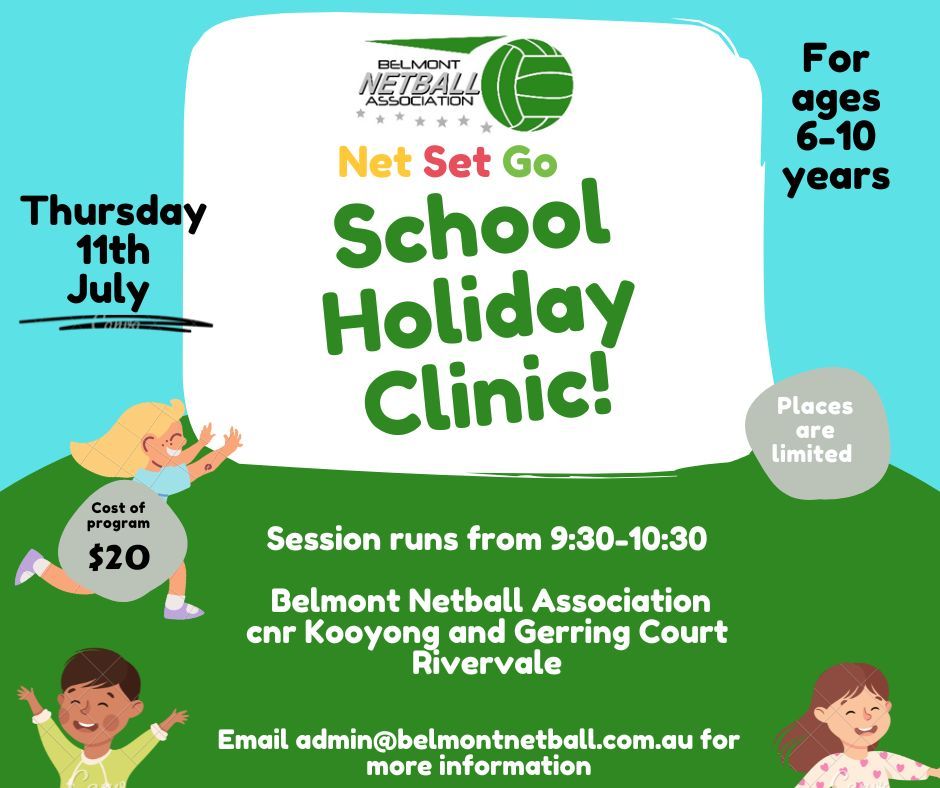 School Holiday Netball Clinic at BNA - Winter 2024 6-10 years