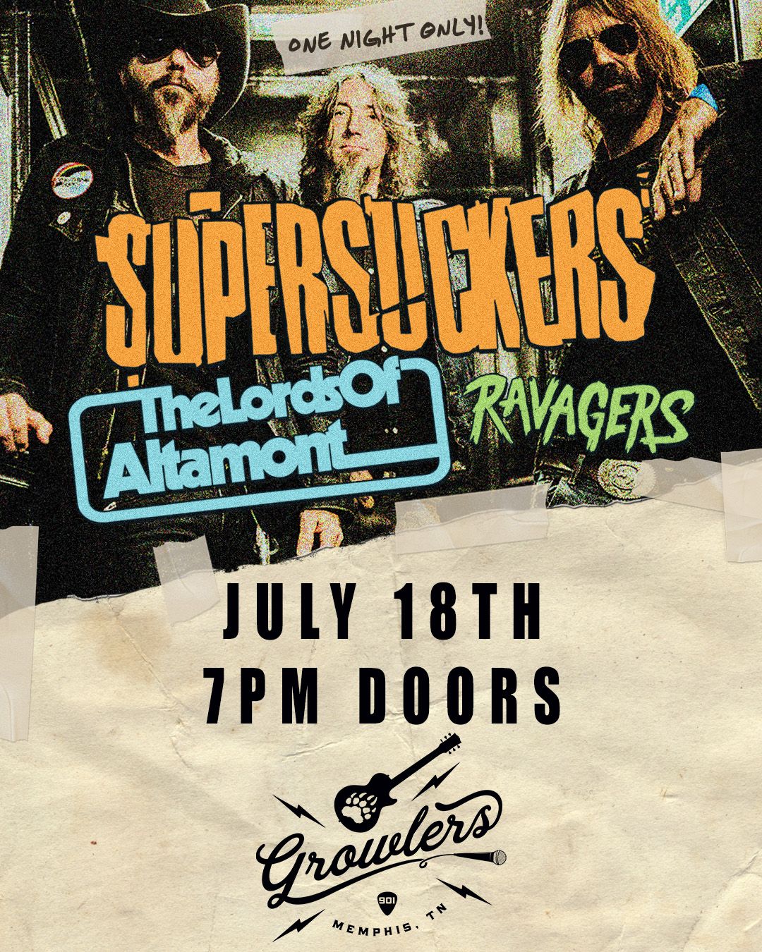 Supersuckers w\/ The Lords of Altamont, Ravagers at Growlers