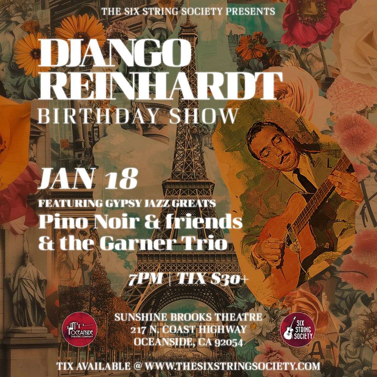 The Django Reinhardt birthday show w Pino Noir & the Garner trio 