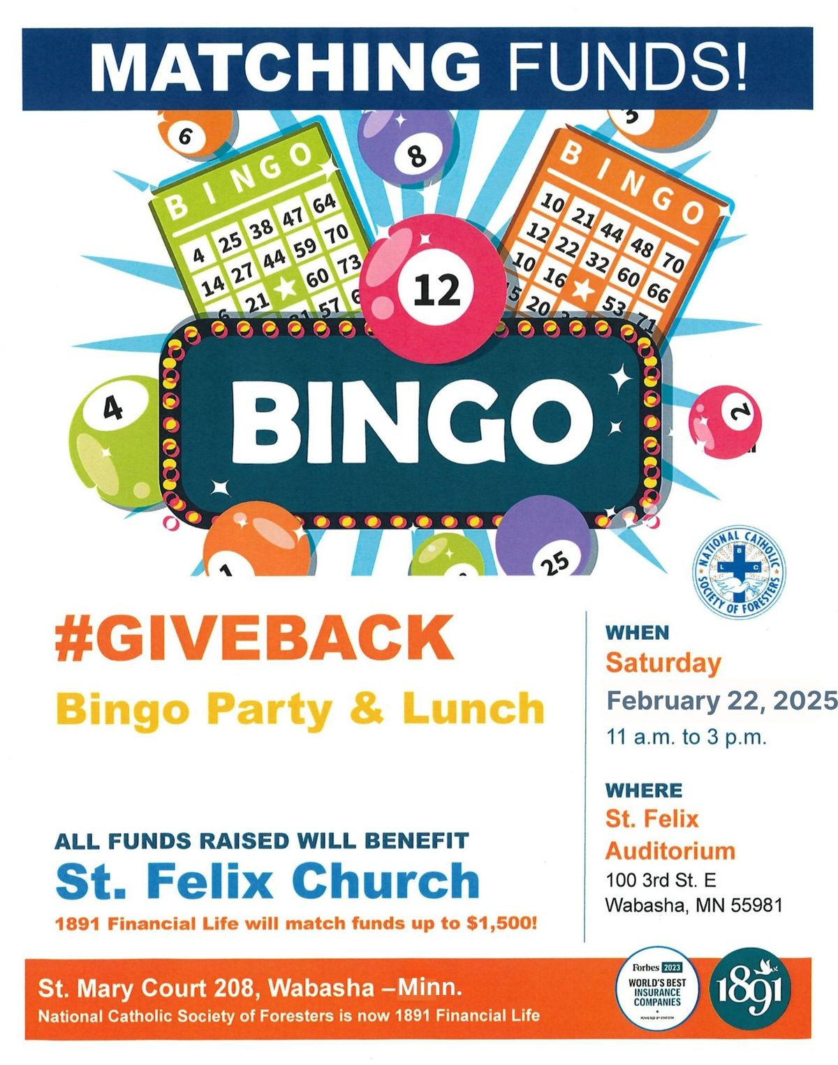 St. Felix Bingo & Lunch St Mary Ct. 208 (1891 Financial)