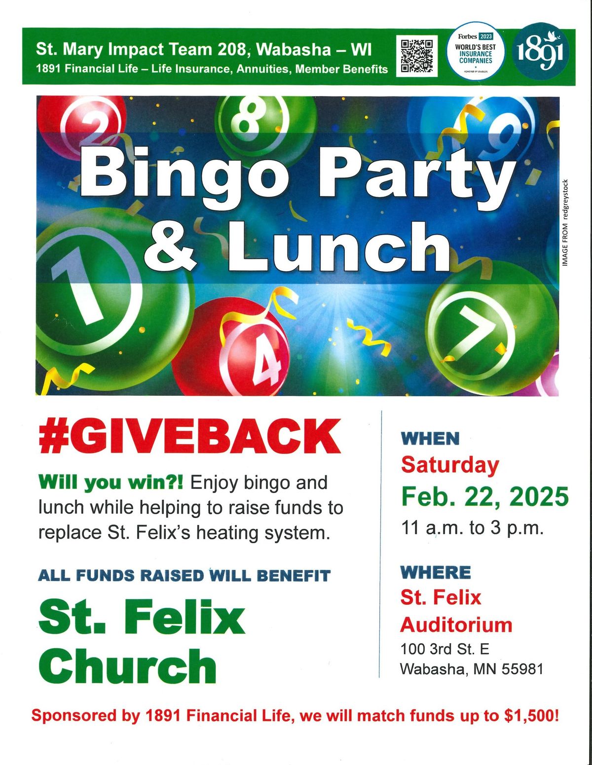 St. Felix Bingo & Lunch St Mary Ct. 208 (1891 Financial)