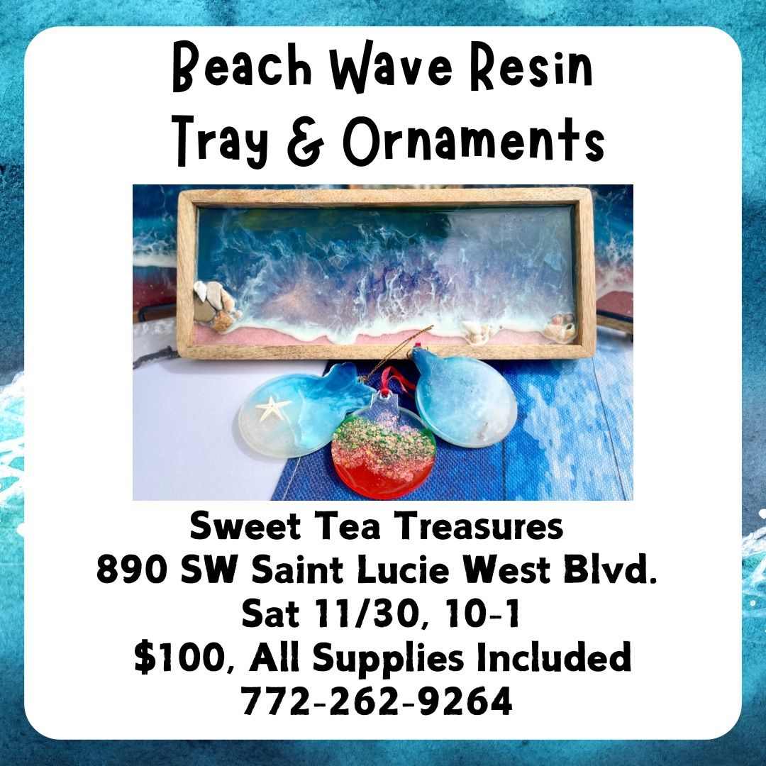 Beach Wave Resin Tray and Ornaments 