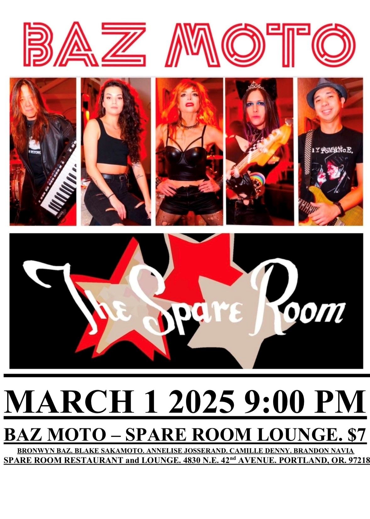 BAZ MOTO SPARE ROOM RESTAURANT AND LOUNGE MARCH 1 2025 $7.00