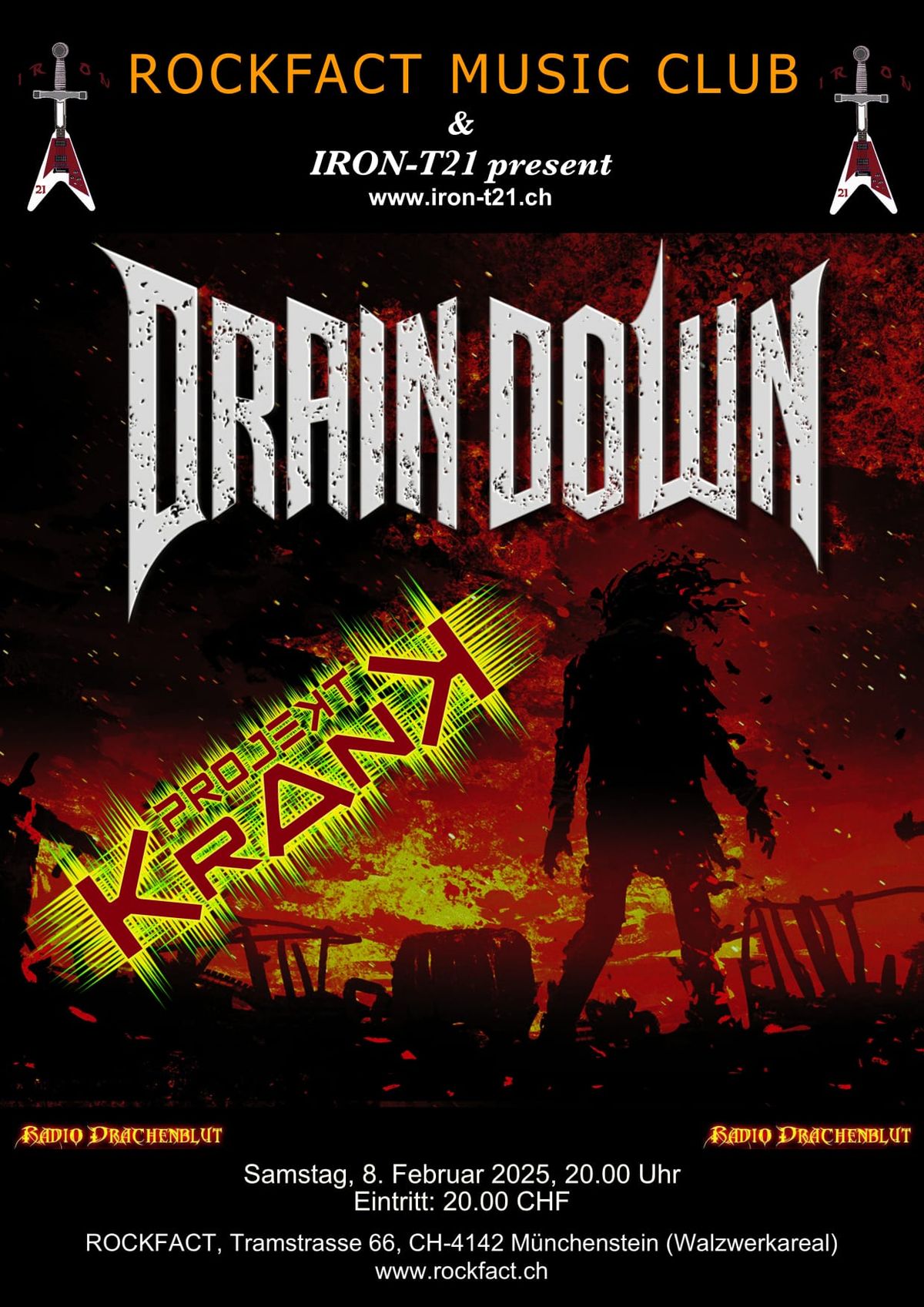 Rockfact Music Club & IRON-T21 pres.: Drain Down & Projekt Krank