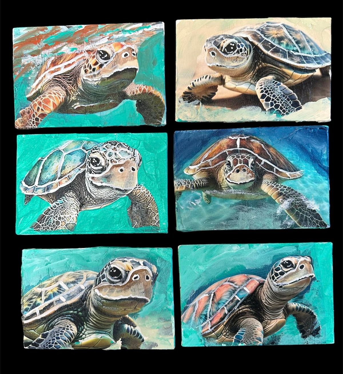 Set of 6 4x6 Canvas Paintings\/Greeting Cards