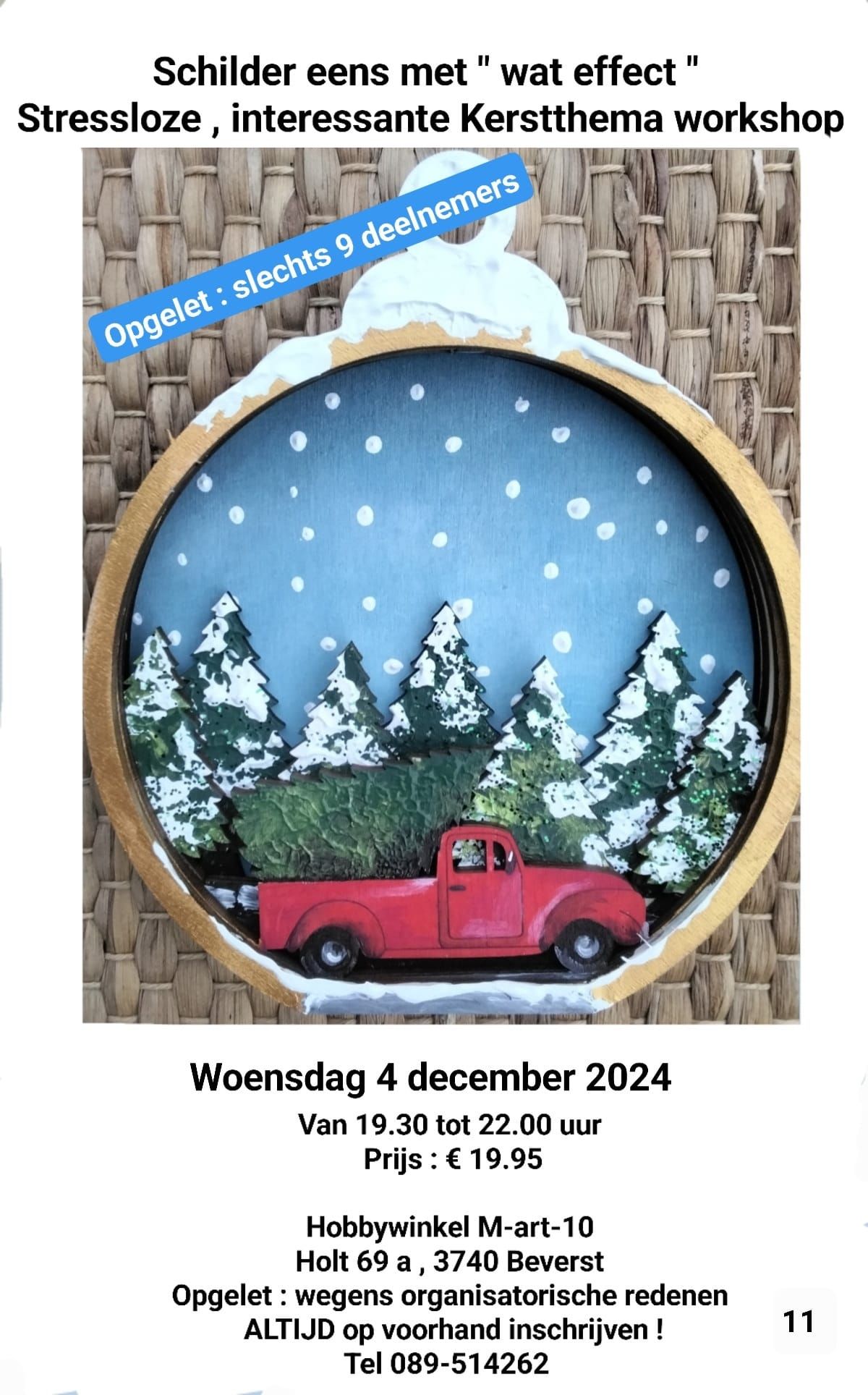 workshop bij hobbywinkel M-art-10: kersttafereeltje met effect 