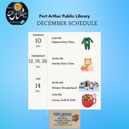 Family Fun @ the Port Arthur Public Library, Dec 2024