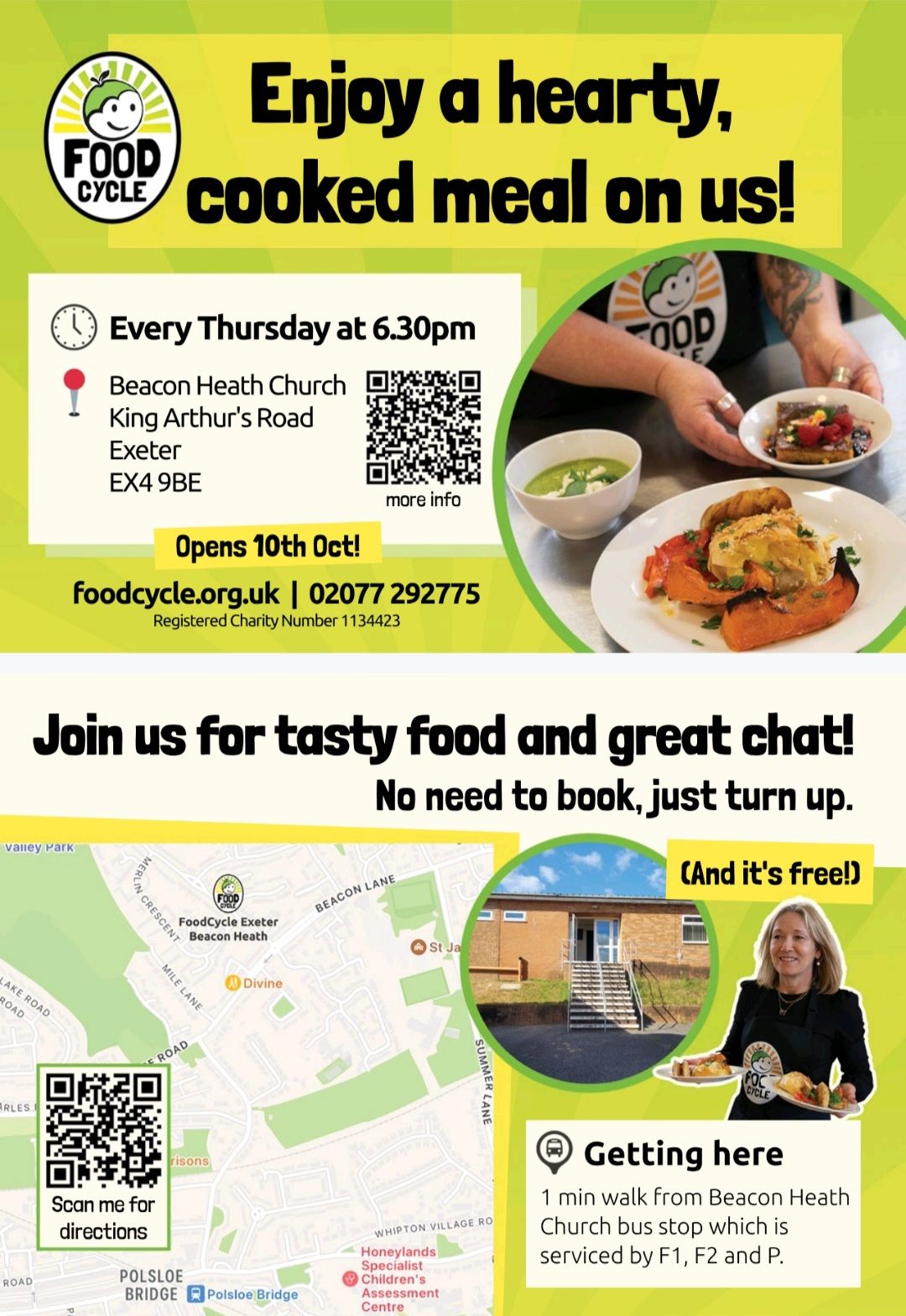 Food cycle free hearty cooked meal, Beacon Heath Church