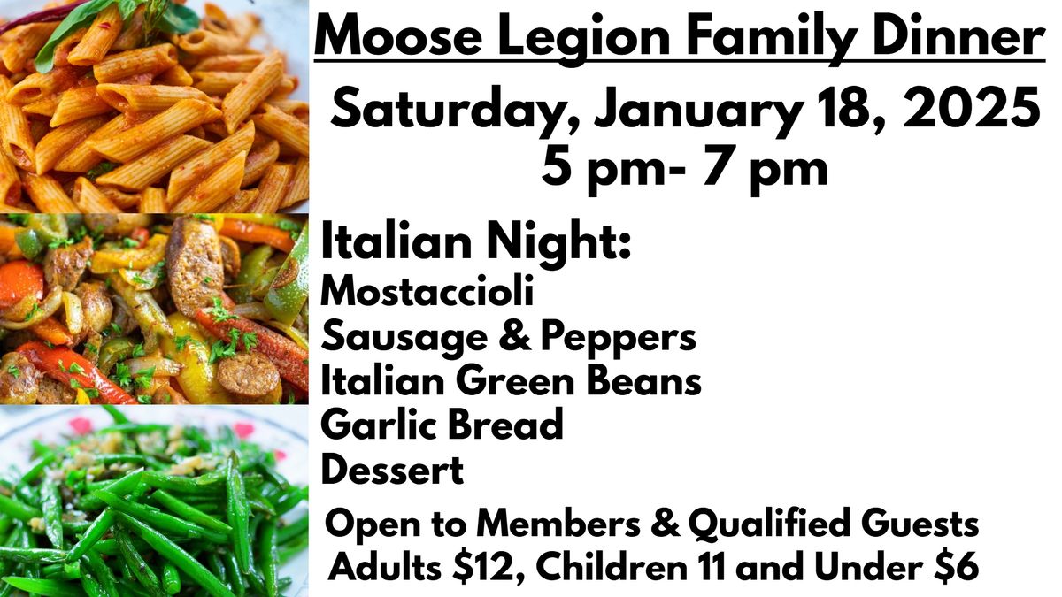 Moose Legion Family Night: Italian Night