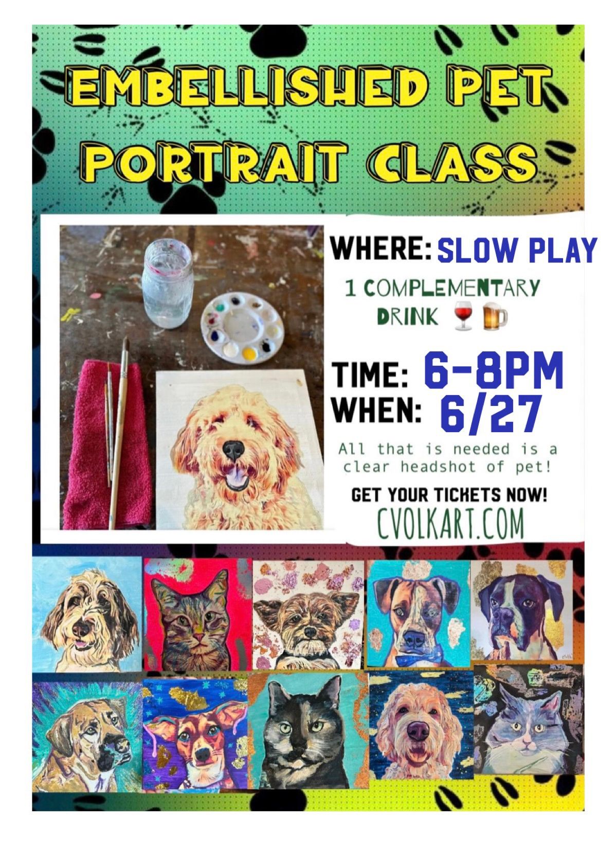 6\/27 Embellished Pet Portrait Class 