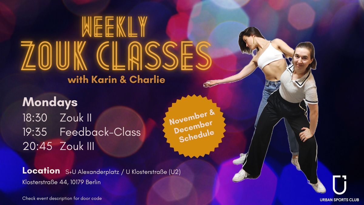 Weekly Monday Zouk Classes in Berlin with Karin & Charlie