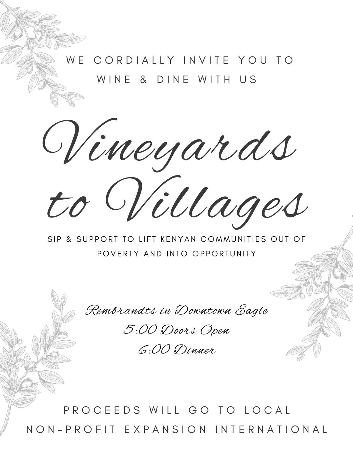 Vineyards to Villages Wine Dinner