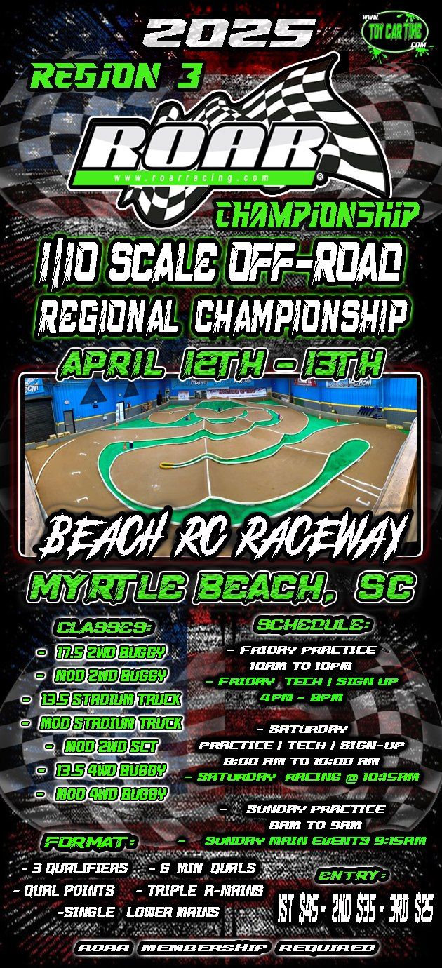 2025 ROAR Region 3 1\/10th Off-Road Regional Championship Hosted by: Beach RC Raceway and Hobbies