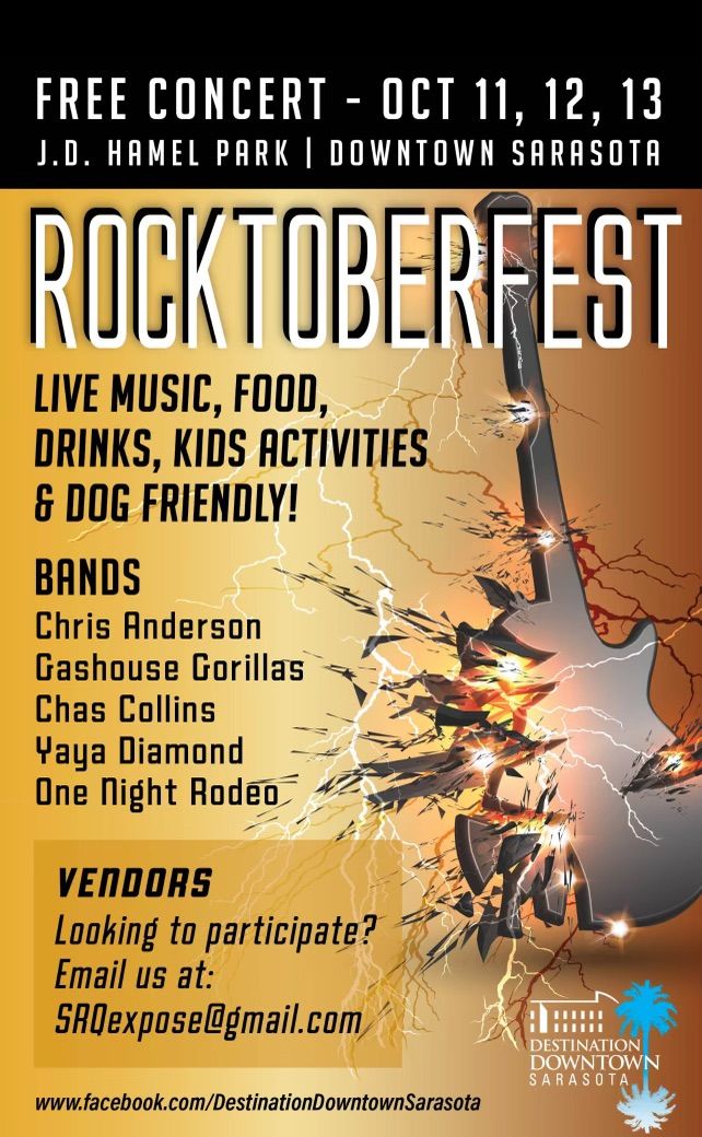  Downtown Sarasota Vendors Wanted! Rocktoberfest, Oct. 11-13, 2024