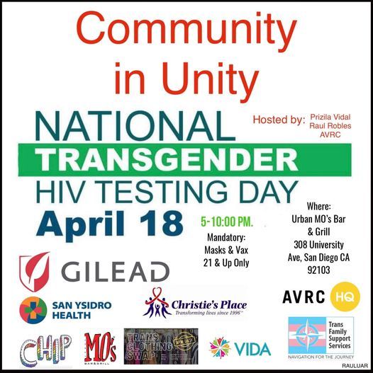 National Transgender HIV Testing Day 2022, MO's Bar and Grill, San