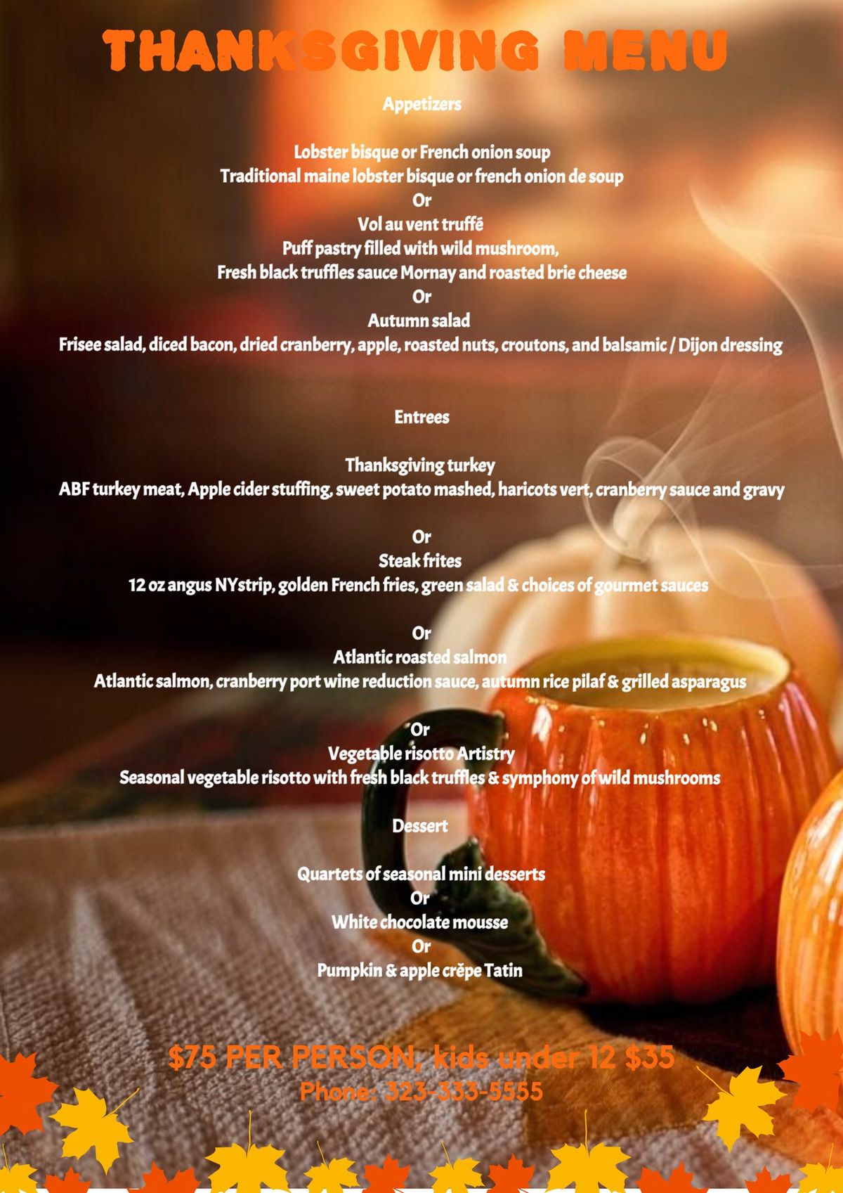 Thanksgiving opentable reservations