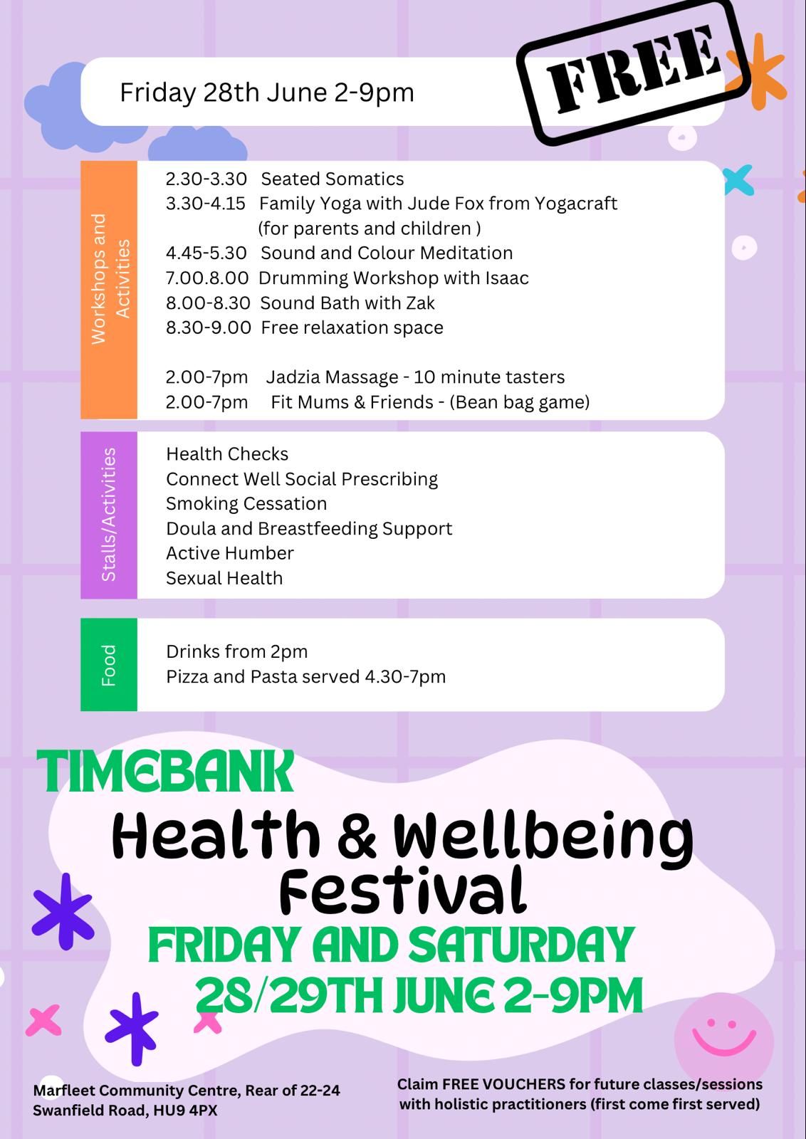Timebank Health and Wellbeing Festival 2024 : Friday 28th June