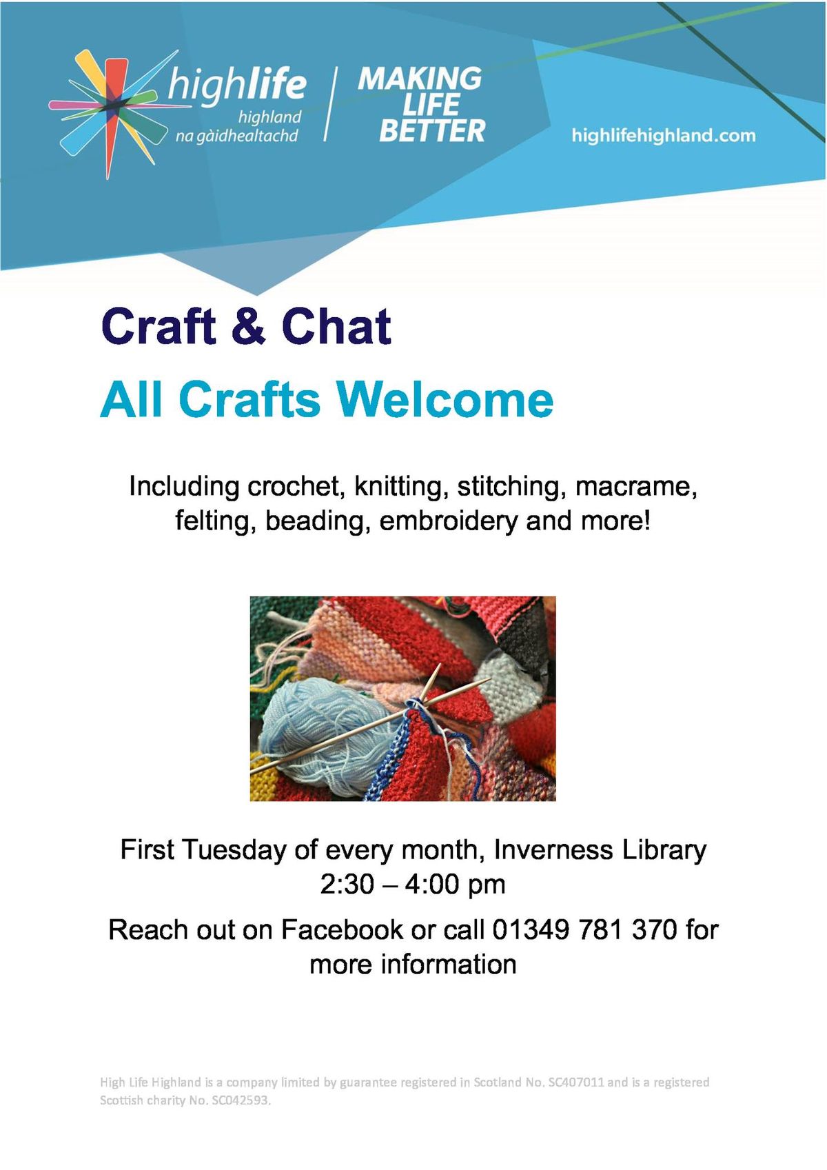 \ud83e\uddf6Craft & Chat Group\ud83e\uddf6 Tuesday 4th March @ 2:30pm