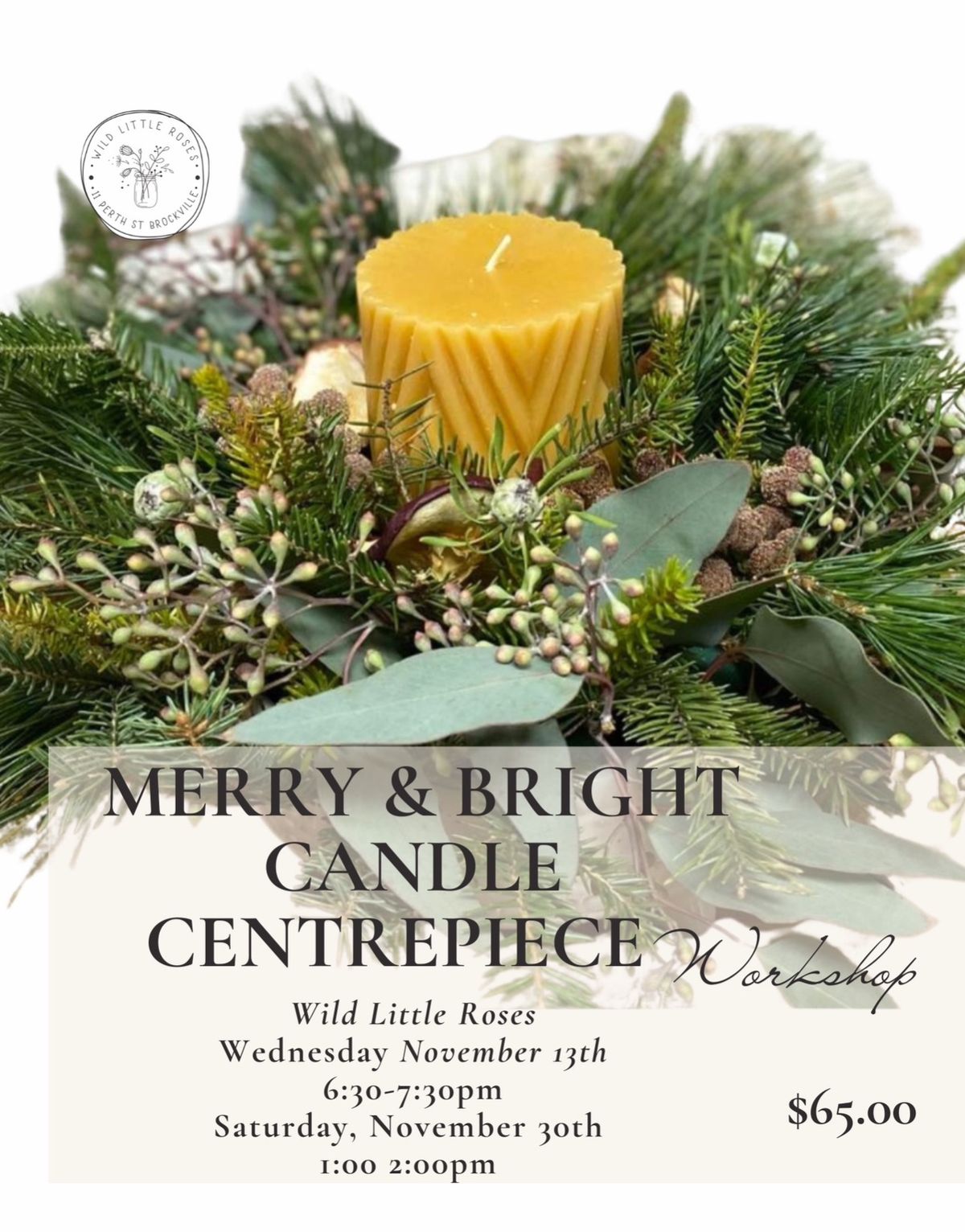 Merry & Bright candle centerpiece