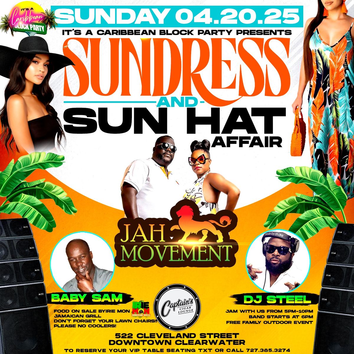 Caribbean Block Party:  Sundress Affair!  Live Music Jah Movement Reggae Band 