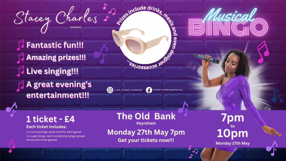Musical Bingo with Stacey Charles - Live at The Old Bank (Keynsham, UK) - Monday 27th May 7pm