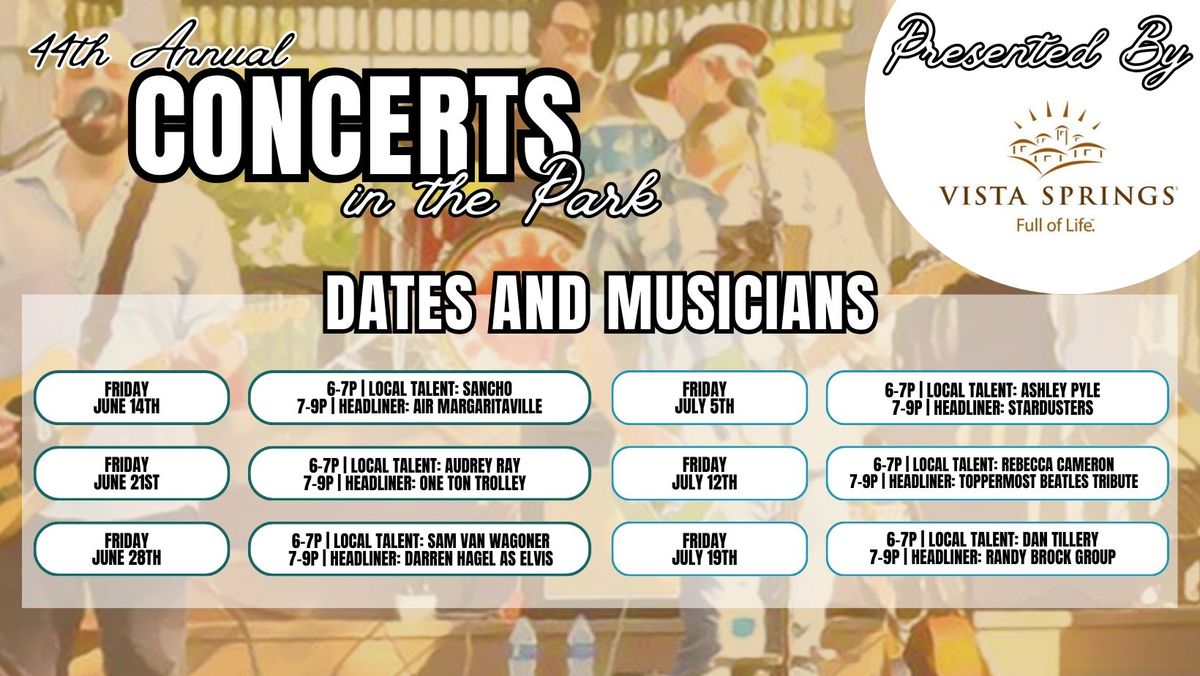 Concerts in the Park - July 19th - DAN TILLERY\/RANDY BROCK GROUP
